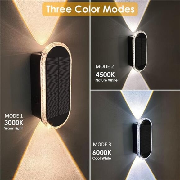 3 Modes/ Up & Down Lighting Solar Fence Lights: This solar wall lights uses up & - Picture 2 of 7